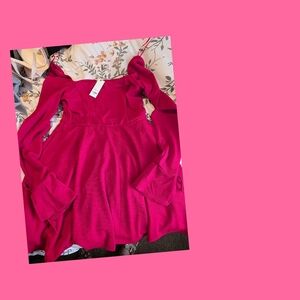 Fuchsia Long-Sleeve Fit & Flare Dress From Francesca